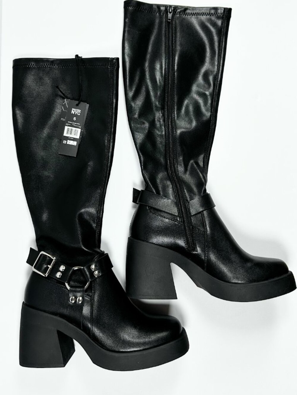 Madden NYC Women's Tall Buckle Boots, Black, Size 6, Brand New With Box - Picture 2 of 16